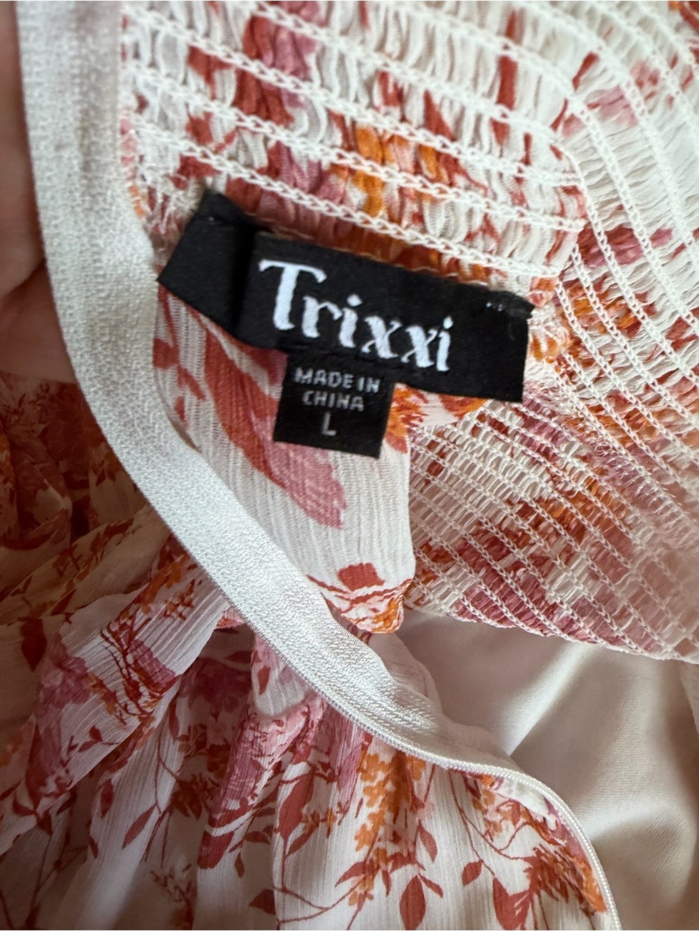 Trixxie Cream and pink/ mauve Long-Sleeve Floral Tiered - Picture 8 of 9